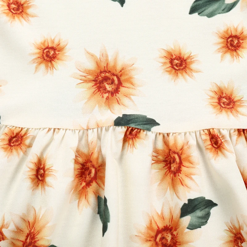 Baby Girl Clothes Set Summer Sunflower Dress+Shorts Two-piece Toddler Infant Girls Clothing Sets Floral Newborn Outfit 2pcs | Детская