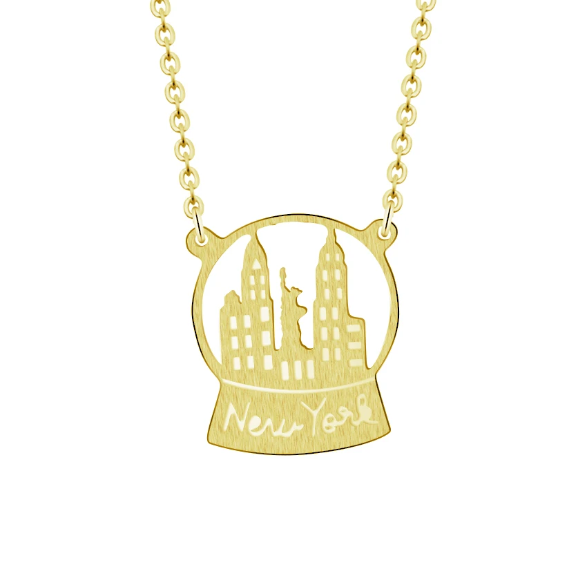 Ожерелье с подвеской городской пейзаж из нержавеющей стали|gold chain choker|chain chokergold |