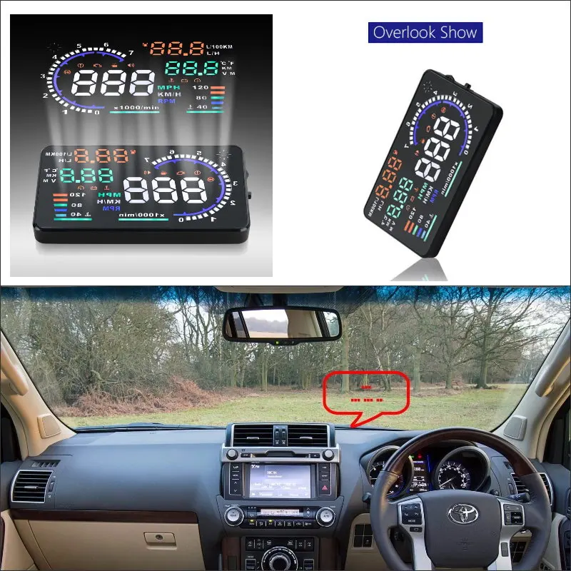 Автомобильный HUD Дисплей для Toyota Prado Land Cruiser LC 200 2008 2018 Refkecting лобовое стекло экран