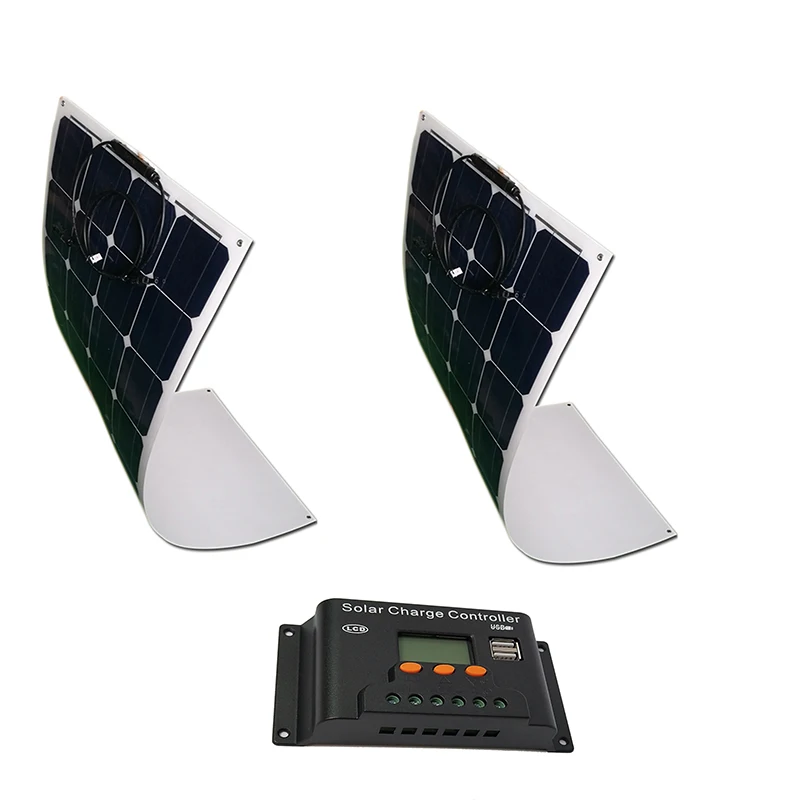 200 Вт Off Grid Solar Kit 2 шт. 100 Гибкая Солнечная Панель монокристаллический