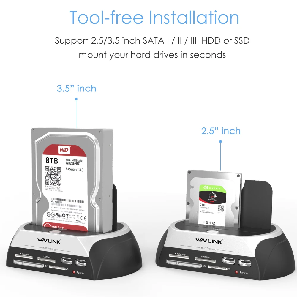 Wavlink2.5 &quot/3 5&quot SATA HDD док станция USAP внешний корпус жесткого диска с кардридером