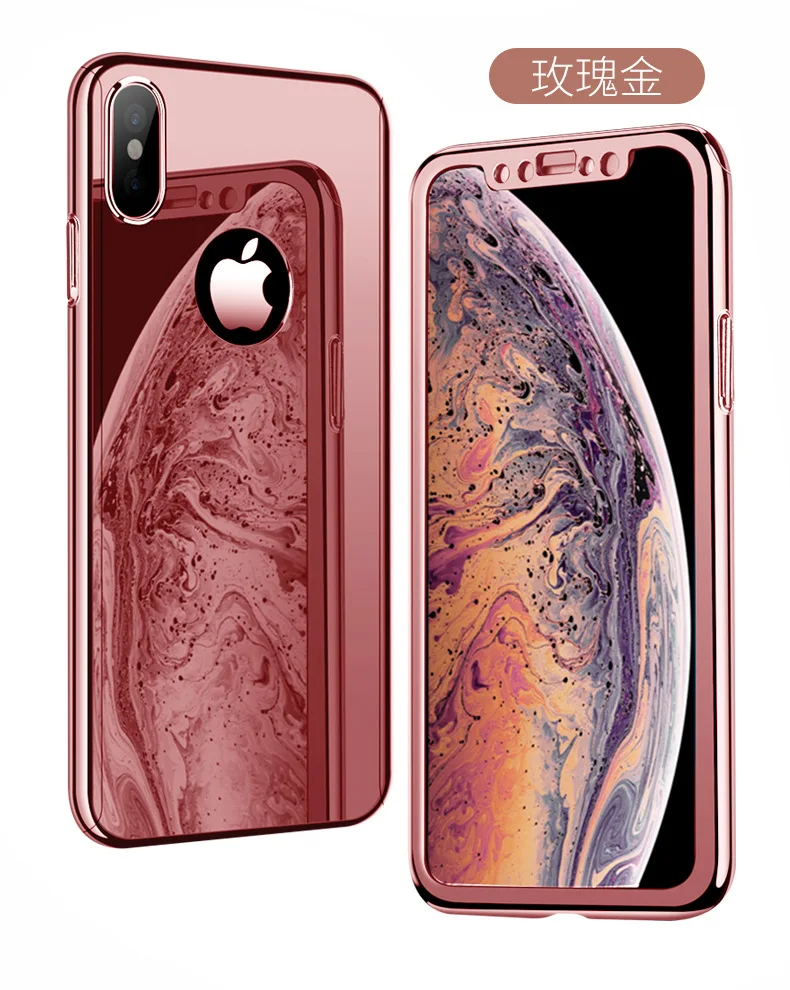 YonLinTan i Coque чехол для Apple iphone X XR iphone XS Max на зеркале 360 защитная задняя крышка с логотипом чехлы с закаленным стеклом