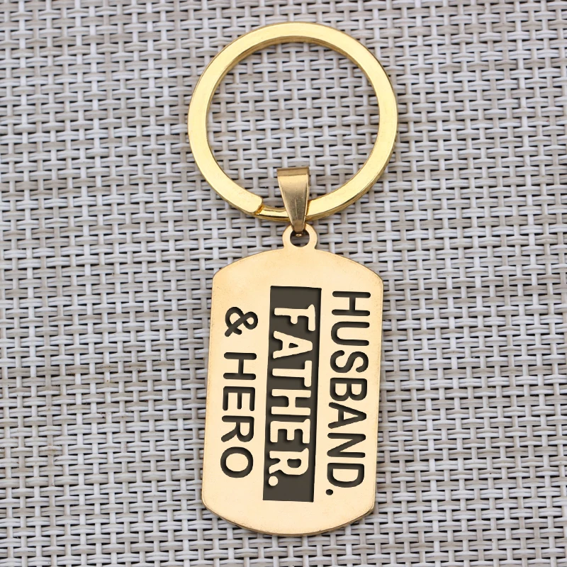 Gift Key Chain To Husband Hand Stamped Men's Jewelry Father's Day Hero Birthday Anniversary Souvenir Keyring | Украшения и