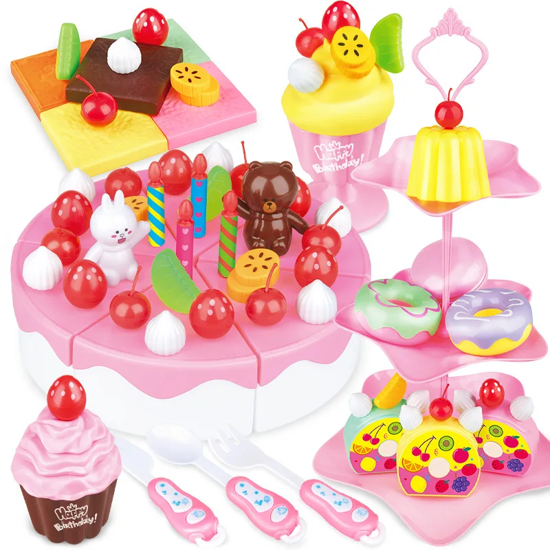 

Real life Fruits Cake model blocks Girl Birthday gift kids Pretend Play house toys Simulation food Party games Interactive toy