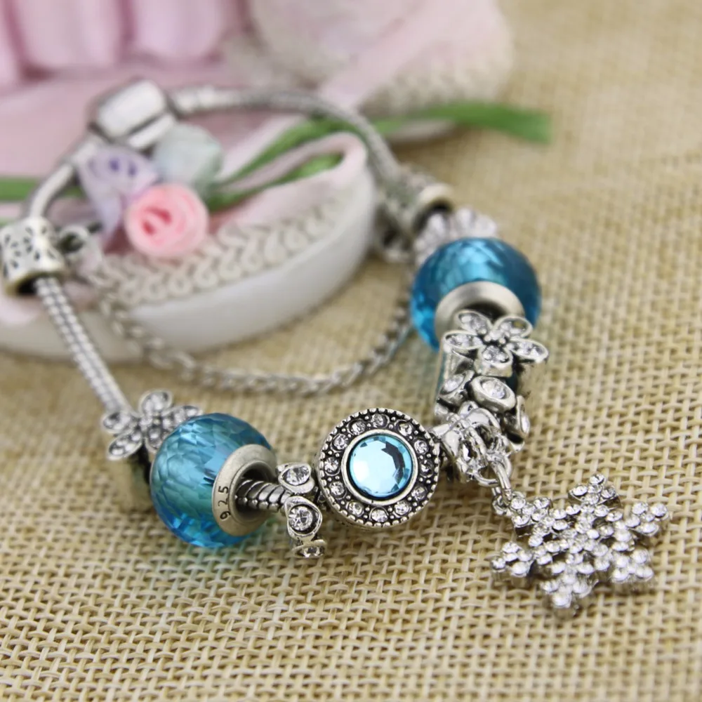 Endless Charms Bracelet &amp Bangle with two glass bead and unique zircon pendant for women Handmade wedding jewelry KM101 | Украшения и