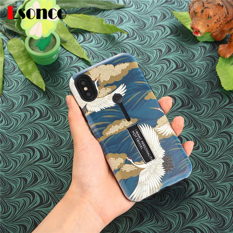China Porcelain Ring Kickstand Case for iPhone X 7 8 6 s Plus 7P 8P Hide Stand Phone Cases |