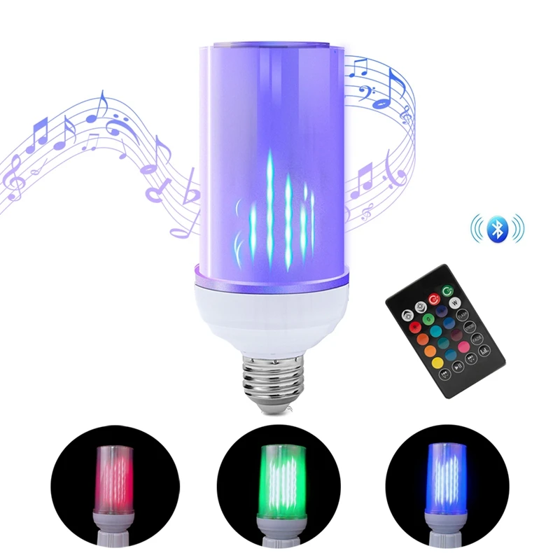 Rgb Bluetooth динамик эффект пламени лампочка E26 E27 110V 220W 8W Musice плеер с регулируемой
