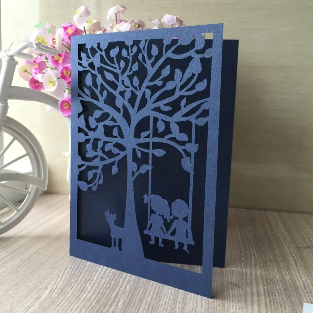 

30pcs Laser Cut Pearl Shimmer paper Inviting Card Paper Craft Party Event Supplies Romantic Birthday Wedding Invitation Card