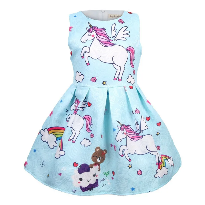 

New Arrival Princess Unicorn Clothes Sleeveless Girls Dresses Tutu Children Party Wedding Dress Fashionable Kids Clothing Dress