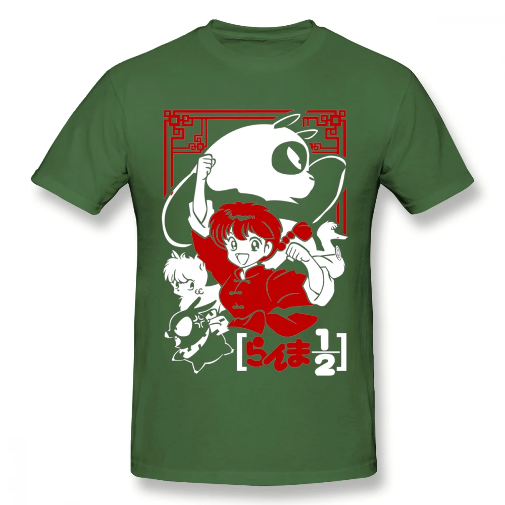 Армейский зеленый Повседневная мужская футболка Ranma 1/2, модная уличная футболка с круглым вырезом для мальчиков, дизайнерская футболка BONADIAO - Цвет: Армейский зеленый
