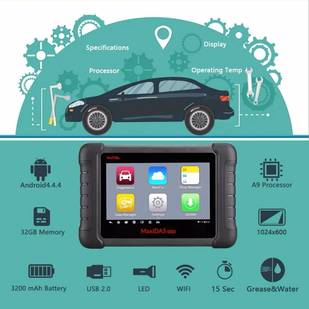 Autel MaxiDAS DS808 автоматический диагностический инструмент OBD2 сканер ключ кодирования кода читатель расширенная версия DS708 та же функция, что и MS906
