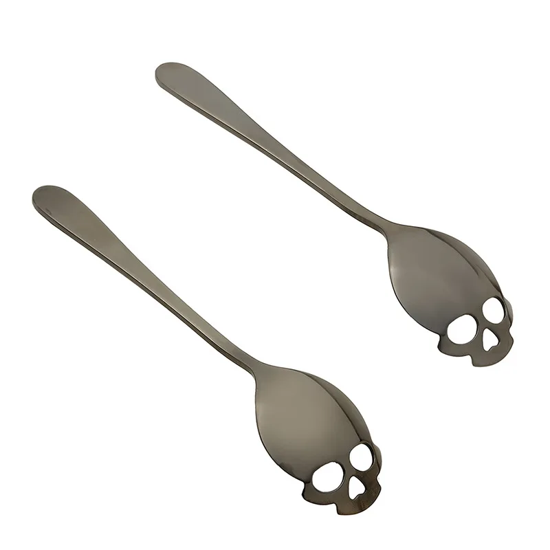 

Stainless Steel Coffee Spoons Skull Shaped Ice Cream Tea Spoons Tableware Kitchen Tools Size 15.1*3.4*0.25 cm 100pcs