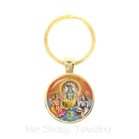 india keychains god brahmavishnu lord shiva jewelry glass cabochon pendant keyring religion jewelry gift for friends