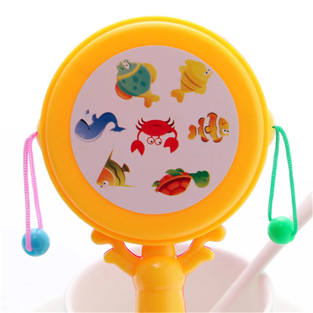 

Color Random Cartoon Plastic Rattle Pellet Drum Cartoon Musical Instrument Toy for Child Kids Gift Toys Baby Boys Girls Drum Toy