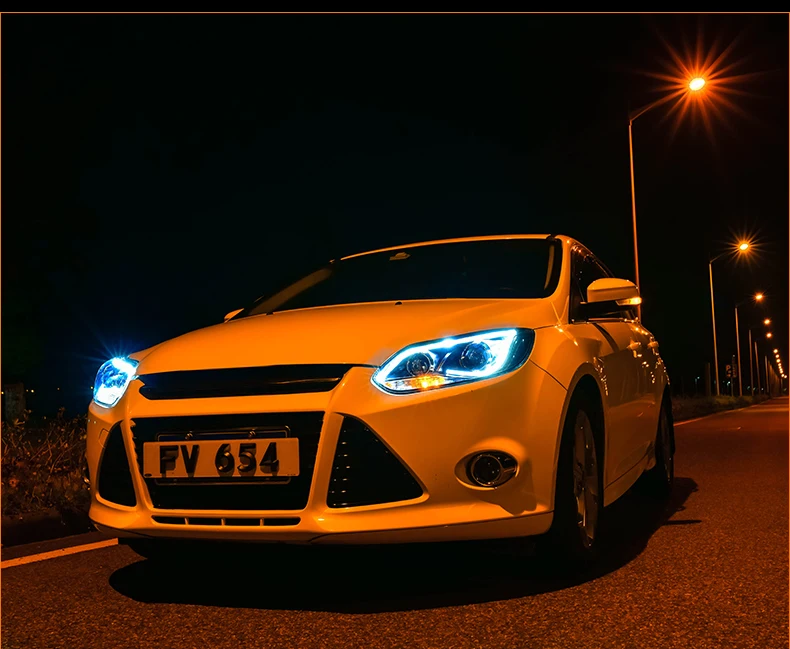Автомобильный Стайлинг для Ford Focus фары 2012- Focus 3 светодиодный налобный фонарь DRL Hid головной фонарь Ангел глаз биксеноновый луч аксессуары