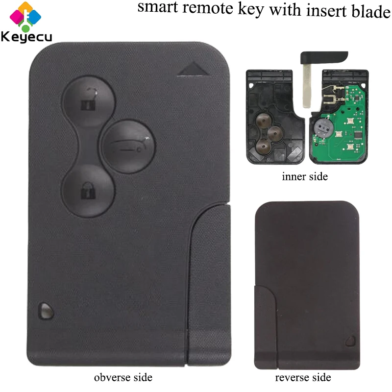 KEYECU Smart Remote Card автомобильный ключ 3 кнопки и 433 МГц Частота PCF7947 чип FOB для Renault Clio
