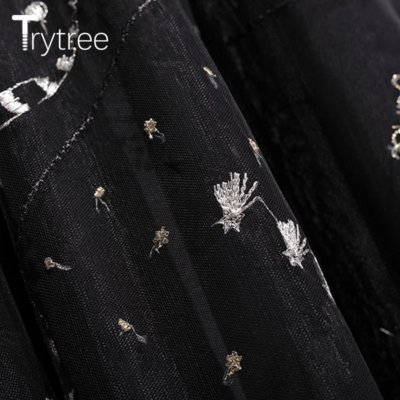 Trytree 2019 Лето Осень вышивка сетка лоскутное Повседневное платье для женщин