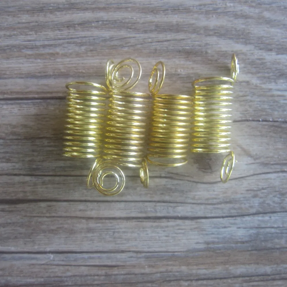 10 золотых катушек провод Dreadlock страшные волосы оплетка бусины зажимы для манжеты