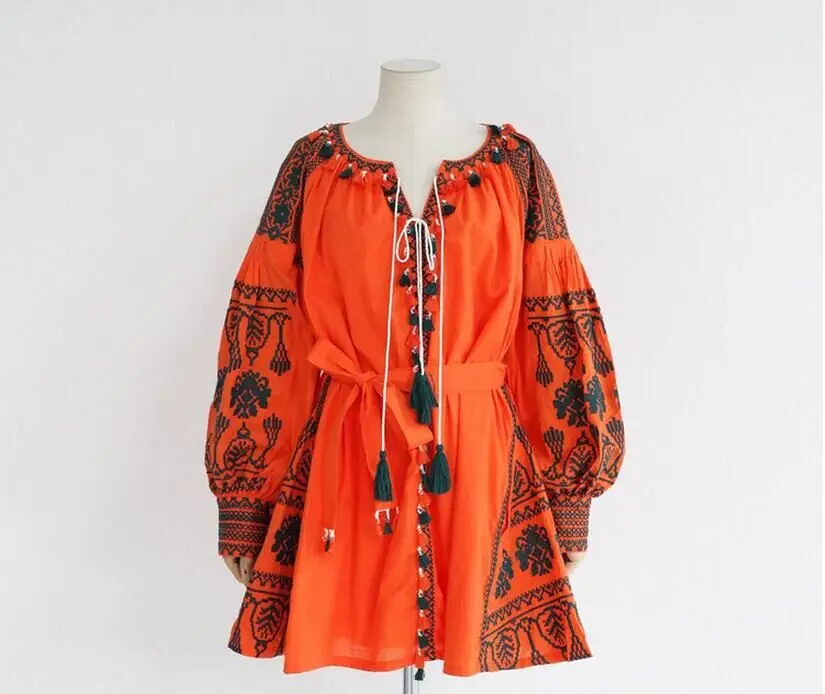 YACKALASI богемное длинное платье розовое с поясом Vestido свободное хлопковое вышитое