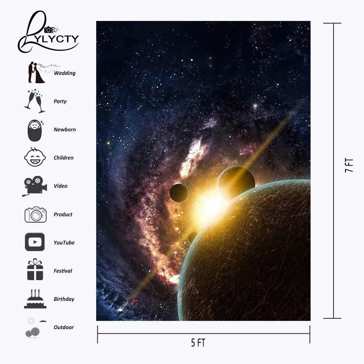 5x7ft Starry Sky Backdrop Dark Color Cosmic Science Photography Background and Studio Props | Электроника