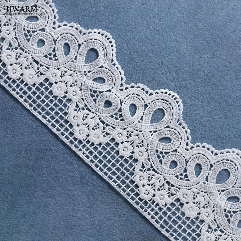

5yards 9.6cm Embroidery african Lace Fabric Trim Ribbons wedding decoration for home DIY clothing accessories Bulletless laces