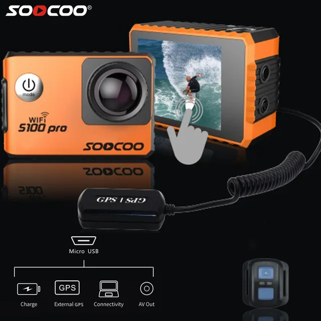 Экшн камера SOOCOO S100 Pro 4K NTK96660 сенсорный экран 20 МП 30 м водонепроницаемая Спортивная