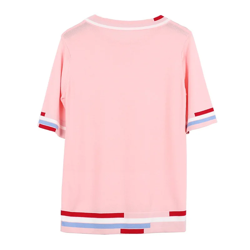 GRUIICEEN 2018 summer contrast color t shirt casual short sleeve women top fashion female tee all match | Женская одежда