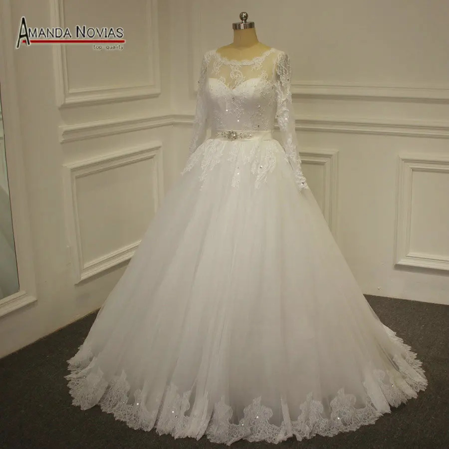 Платье с длинным рукавом и кружевной аппликацией в пол 2019|long sleeve wedding dress|sleeve