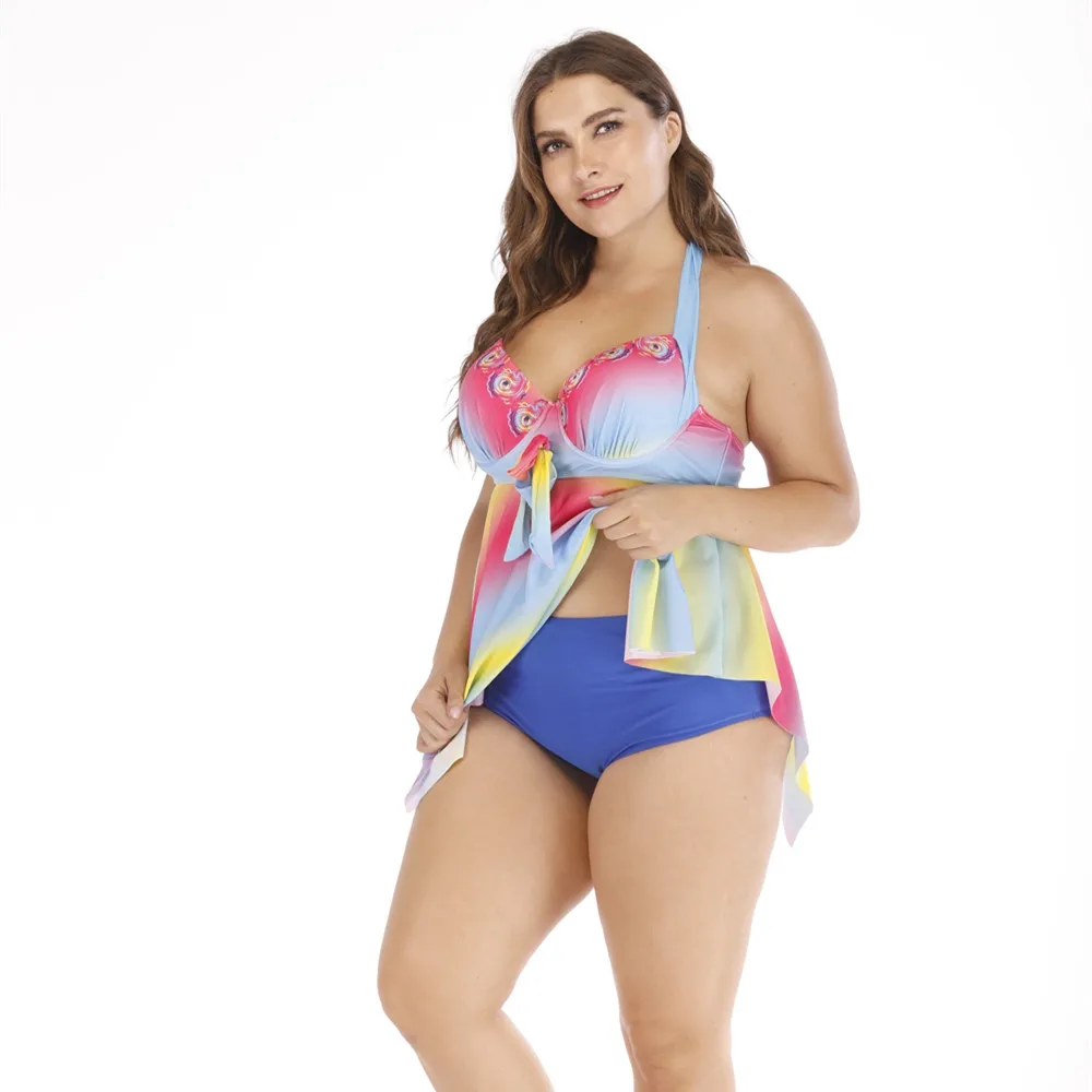 

Женский купальный костюм из двух предметов, Привлекательное платье для плавания и бикини, большие размеры