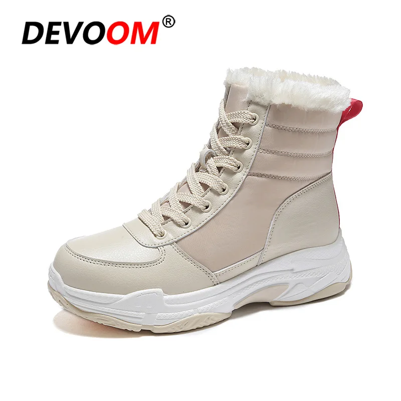 Beige Новые зимние женские ботинки непромокаемые зимние походные ботинки теплая обувь женские трендовые походные ботинки Нескользящая Уличная обувь на меху - Цвет: Beige