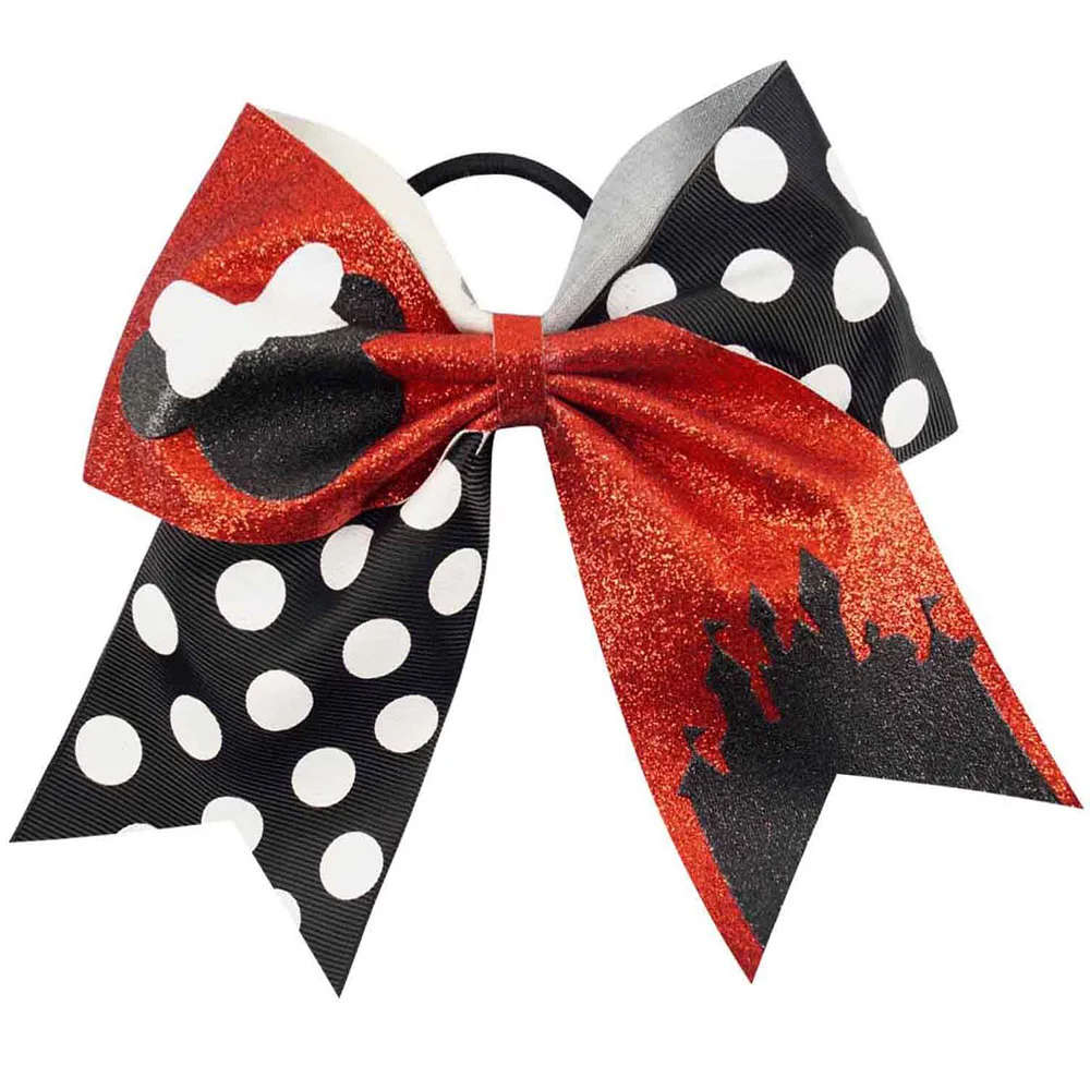 7 дюймов бутик блеск Cheer банты горошек мультфильм резинки для волос для девочек банты для волос с эластичной веревкой аксессуары для волос