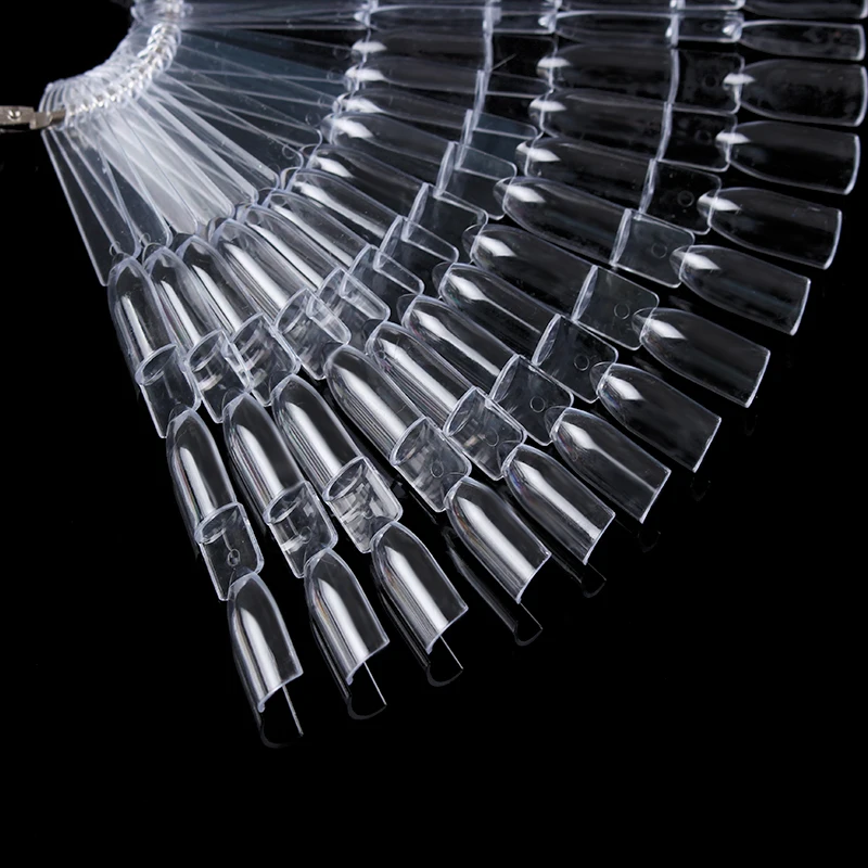 50 шт. накладные ногти прозрачные натуральные черные УФ цветные карты вентилятор