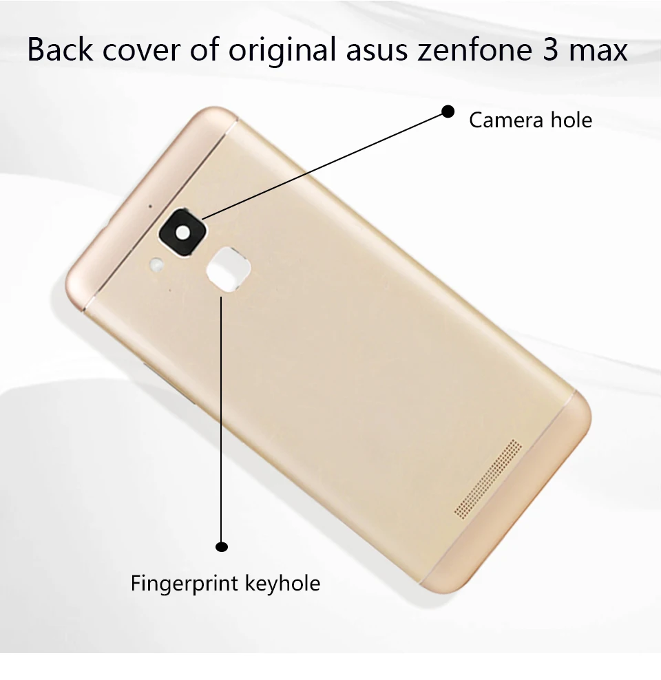 5," Корпус для ASUS Zenfone 3 Max ZC520TL задняя крышка Замена батарейного отсека с кнопками громкости питания объектив камеры