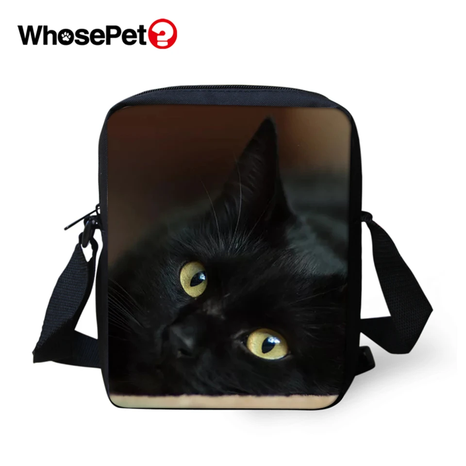 WHOSEPET Kawaii черные кошки женские сумки мессенджеры животные кросс боди через плечо