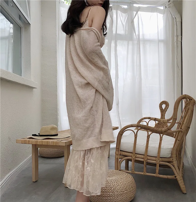 Lychee Женский трикотажный топ с длинным рукавом свободный |