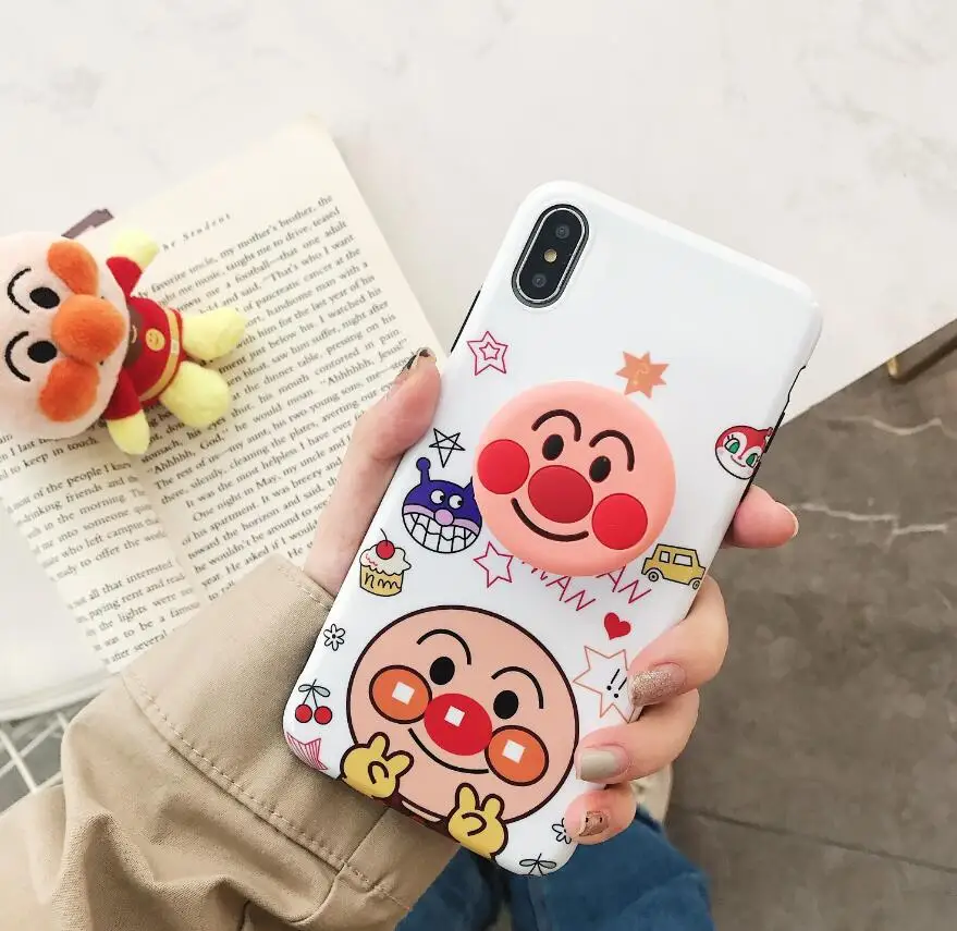 Для iphone 11 Pro Max силиконовый кронштейн мультфильм anpanman Мягкий мобильный чехол для телефона для iphone 6 6s 7 7plus 8 8plus X XR XS MAX чехол - Цвет: Белый