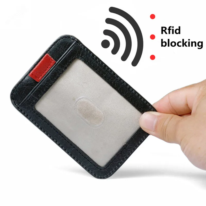 RFID Блокировка зажим для денег кошелек из натуральной кожи передний карман