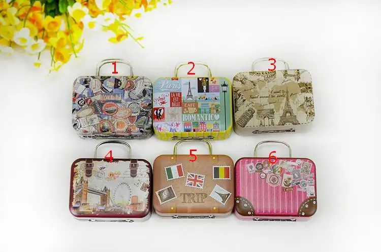 360pcs Continental Mini Tin Box Retro Suitcase Handbag Small Rectangular Candy Container | Дом и сад