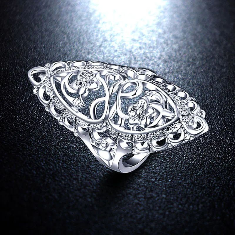 Классическое открытое резное большое кольцо с цветами для женщин винтажное