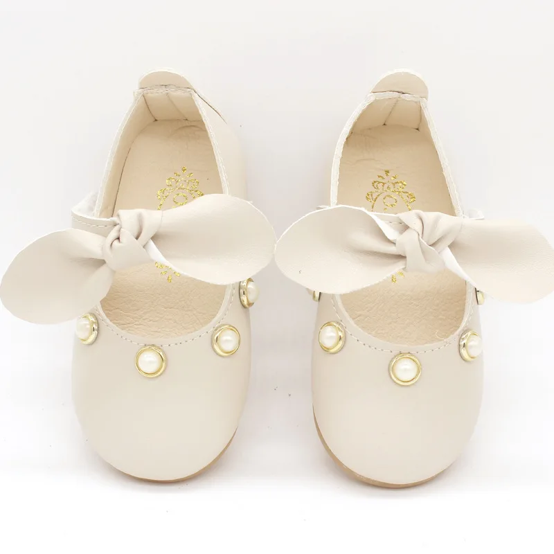2019 New Spring Baby Girl Princess Pearl Shoes Toddler Party Anti-slip Bowtie Casual Enfants Size 15-25 | Мать и ребенок