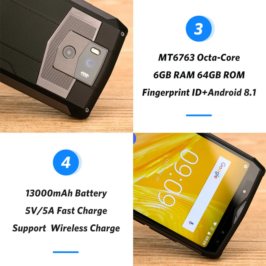 Мобильный телефон Ulefone power 5 Face ID с беспроводной зарядкой Android 8 1 MTK6763 Восьмиядерный