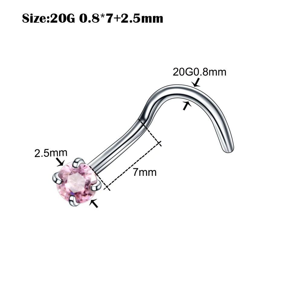 B1517 1 шт., 20 г, стальные кольца для пирсинга носа, Zircon, золото, пирсинг носа, шпильки, кольца, серебро, Neus, ювелирные изделия для пирсинга тела, пирсинг - Окраска металла: B1517