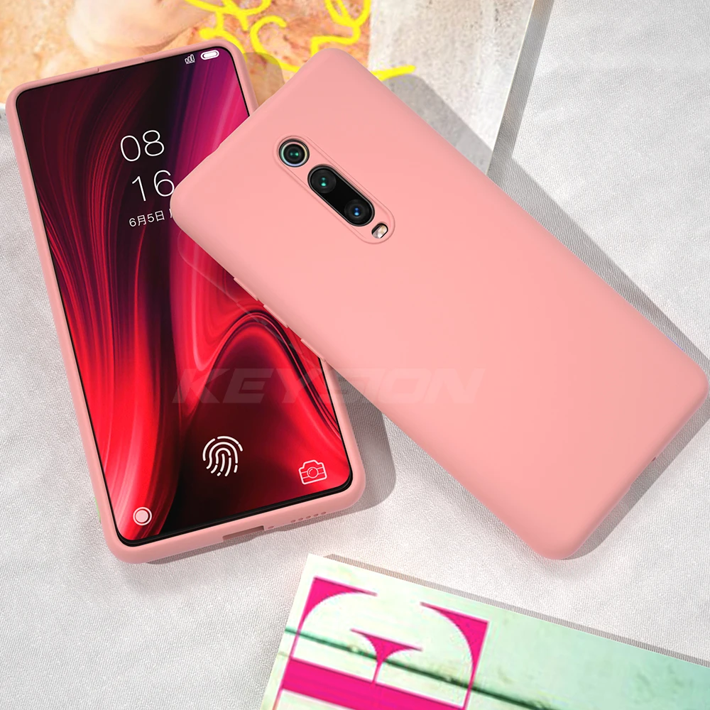 Чехол KEYSION Liquid Silicone для Xiaomi mi 9T Pro Red mi K20 Pro, мягкий ударопрочный чехол из ТПУ для телефона Xiaomi mi 9T mi 9 9 SE - Цвет: Розовый