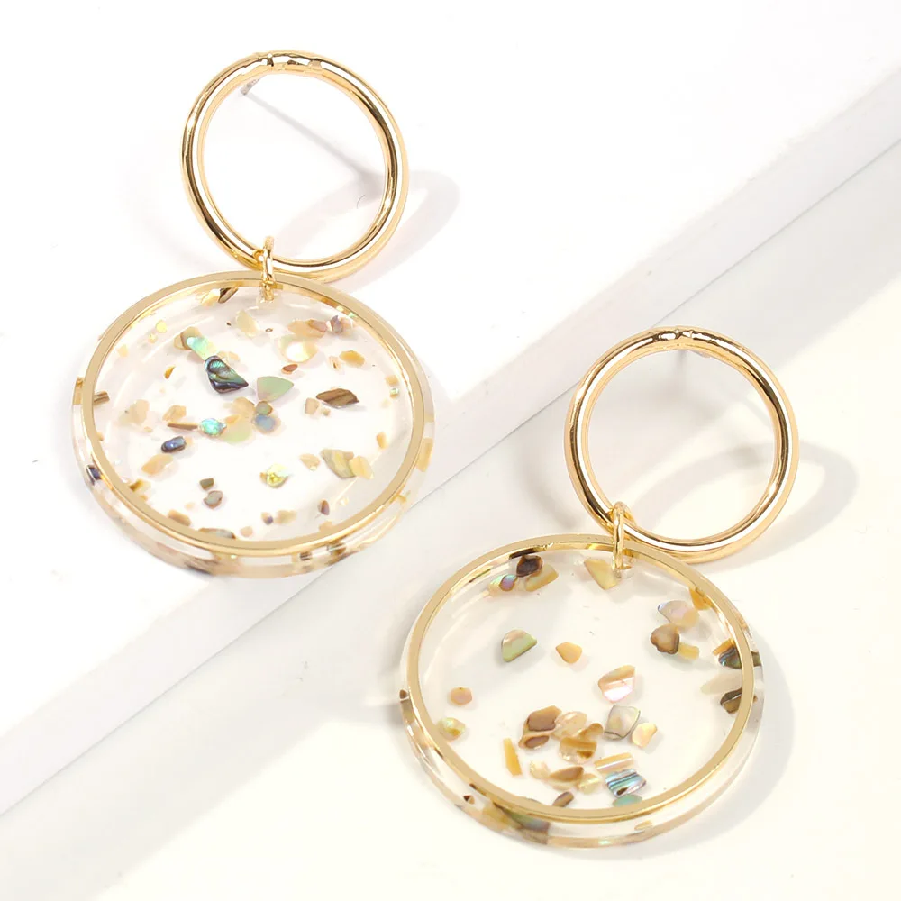 Женские круглые геометрические серьги LEADERBEADS из прозрачной смолы в Корейском