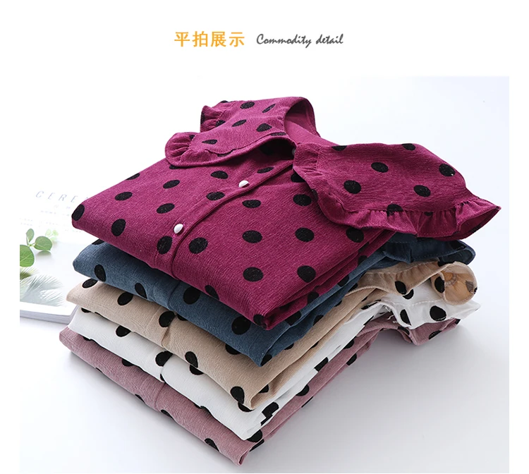 Blusas Femininas Япония Mori girl Блузка с оборками для женщин кукольный воротник в горошек Топы и блузки вельветовые свободные рубашки