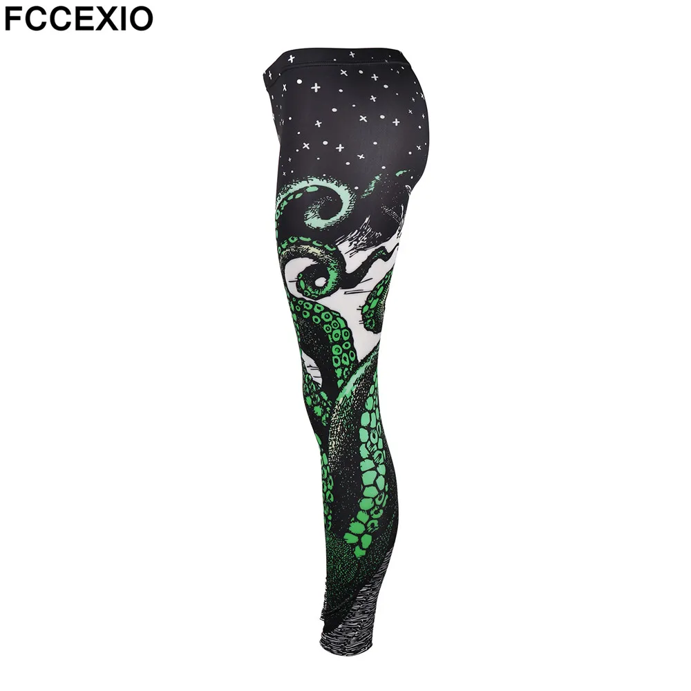 Женские леггинсы с осьмигом FCCEXIO зеленые легинсы для тренировки и фитнеса