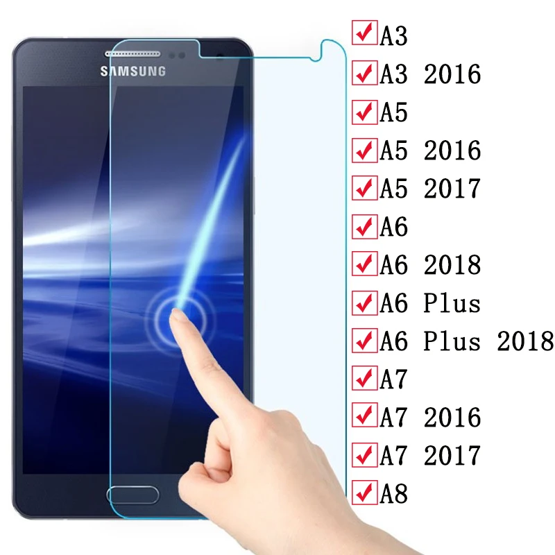 glass film on for samsung a6 plus a8 a 3 5 6 7 8 2016 2017 2018 tempered glas screen protector not full cover | Мобильные телефоны