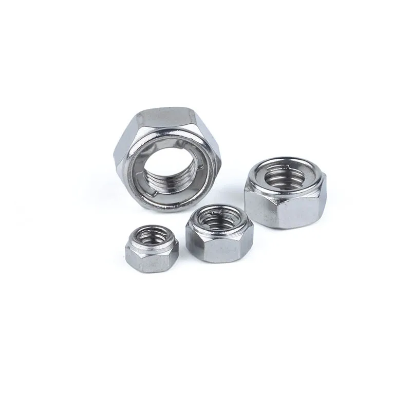 

50Pcs 304 stainless steel metal locking nut metal self-locking nut anti-loosening nut M3M4M5M6M8