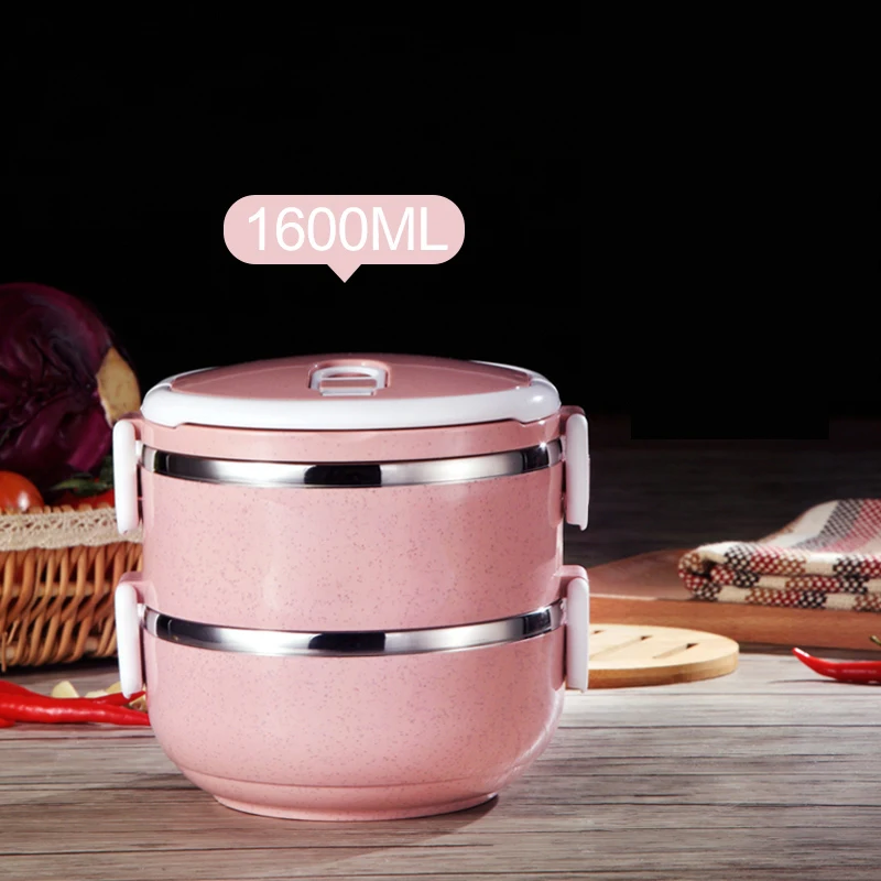 Двухслойный ланчбокс для посуды и тарелок набор из нержавеющей стали зернистая