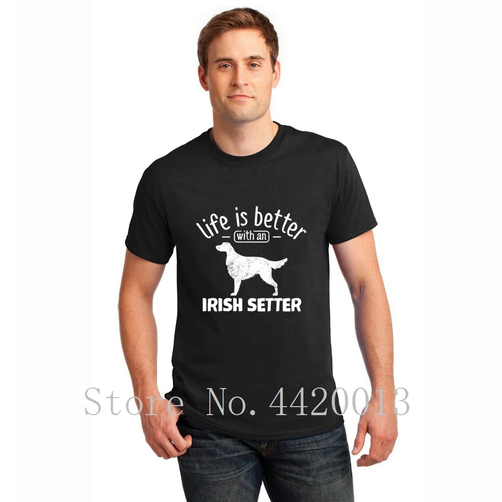Knitted Short Sleeve size S-3xl irish setter dog owner cool gift idea gents Funny Casual Spring Family HipHop Top men tshirt | Мужская